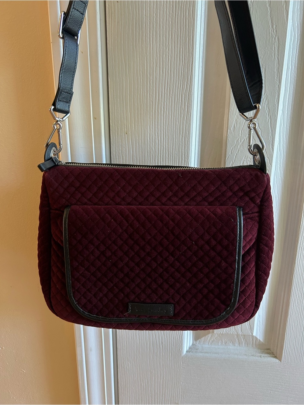 Vera Bradley Carson Mini Quilted Wine Crossbody with Faux Leather Black Trim